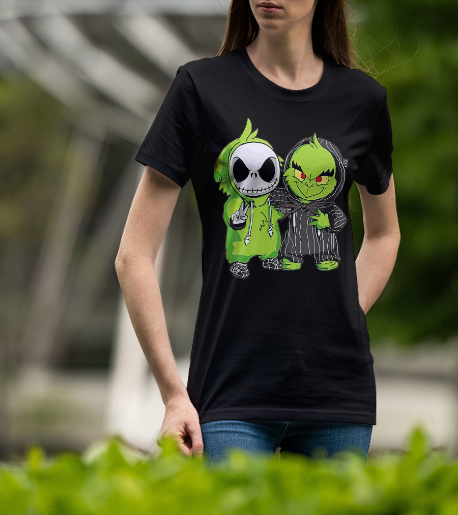 Jack Skellington And Grinch Crossover Hoodie Characters T-Shirt