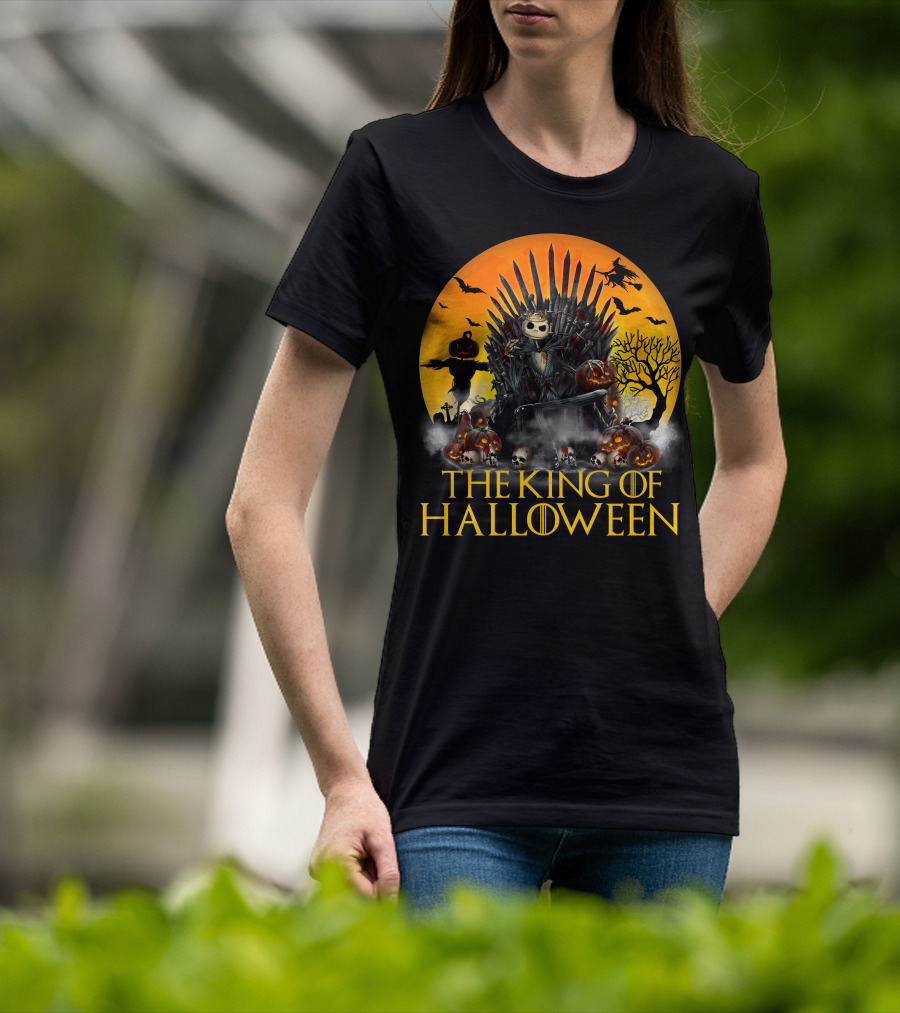 The King Of Halloween Jack Skellington Iron Throne Halloween Scene T-Shirt