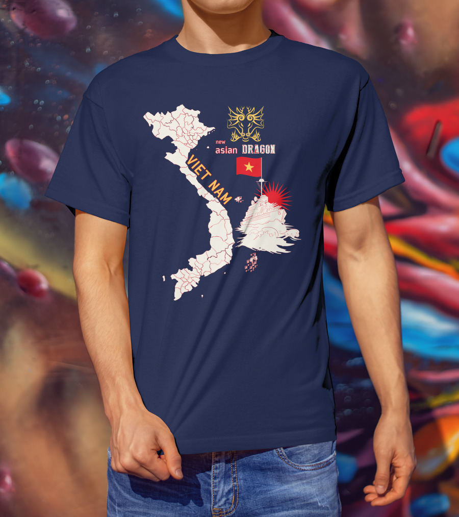Viet Nam Map New Asian Dragon Flag Ship T-Shirt