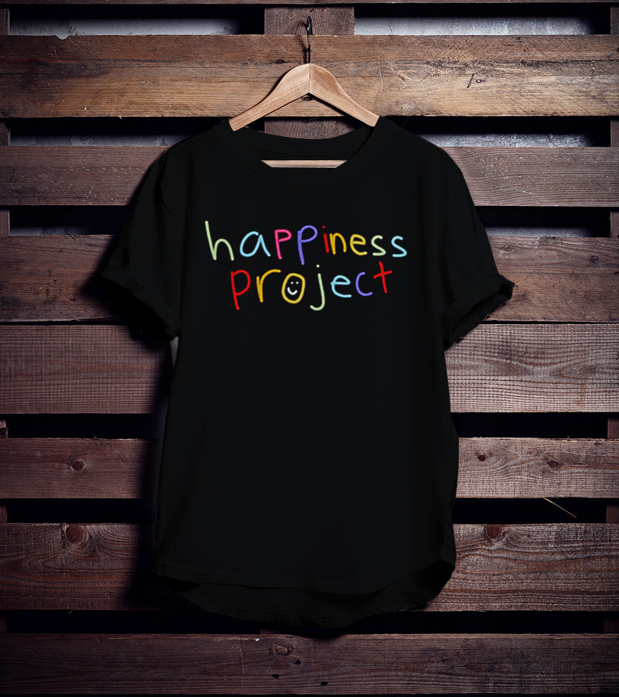 Happiness Project Multicolor Smiley Face Text T-Shirt