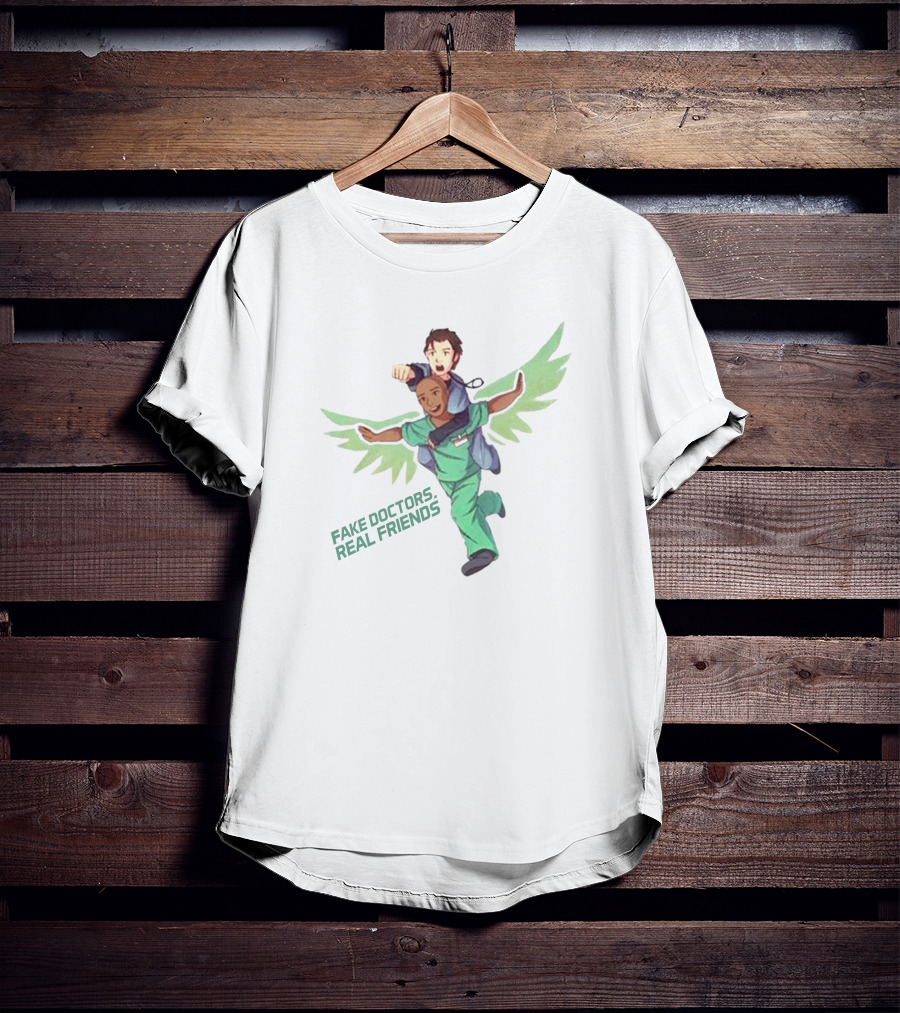 Fake Doctors Real Friends Winged Scrubs Duo T-Shirt