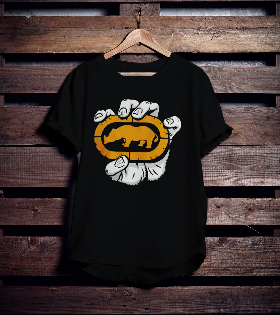 Percko Rhino Emblem Gripped By Cartoon Hand T-Shirt