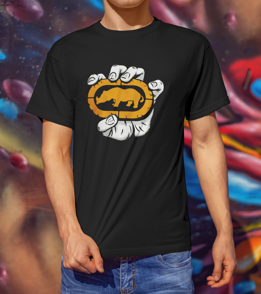 Percko Rhino Emblem Gripped By Cartoon Hand T-Shirt