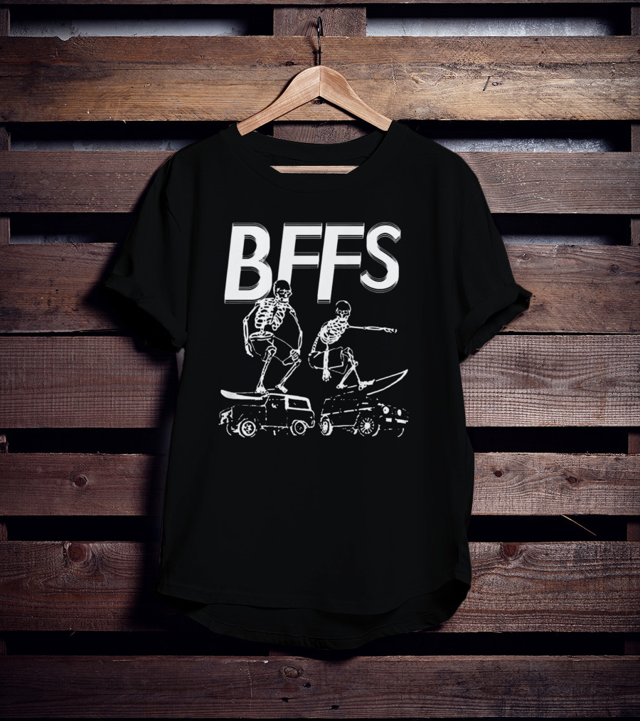 BFFS Skeletons Skateboarding On Vans T-Shirt