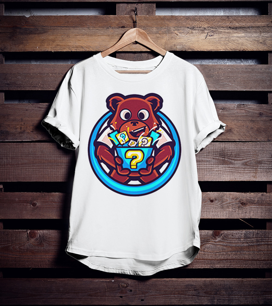 Der Merch Bear Holding Mystery Question Mark Box T-Shirt