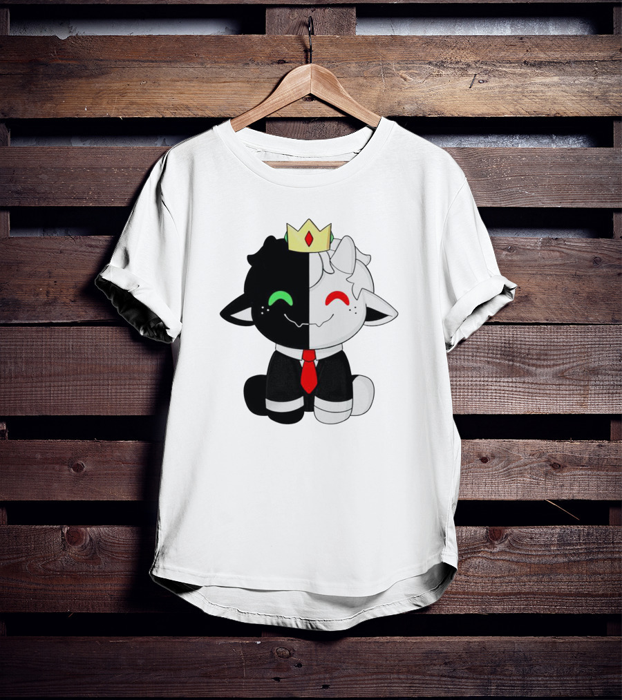 Ranboo Fashion Half Black Half White Crowned Character T-Shirt