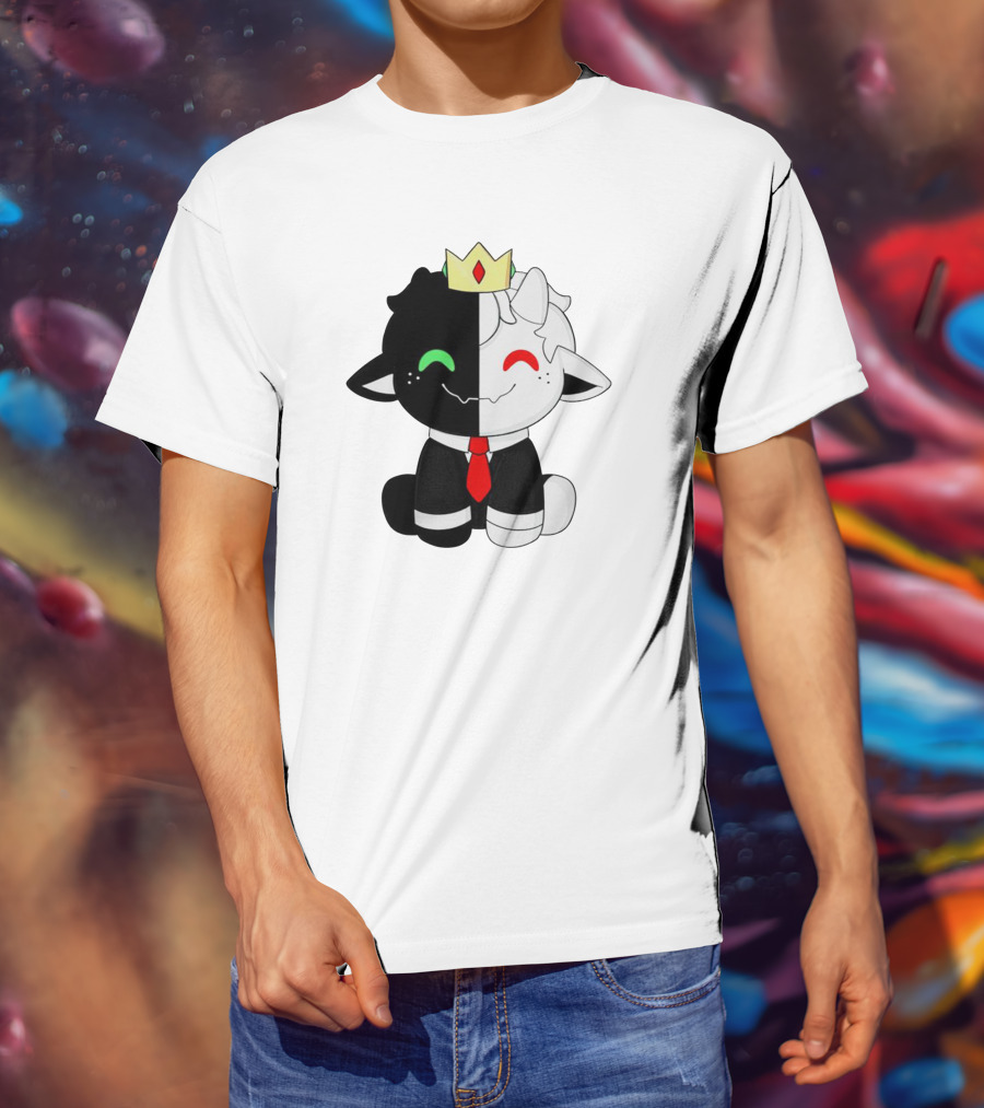 Ranboo Fashion Half Black Half White Crowned Character T-Shirt
