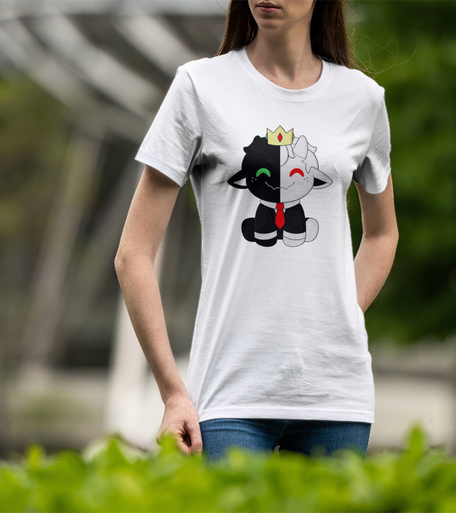 Ranboo Fashion Half Black Half White Crowned Character T-Shirt