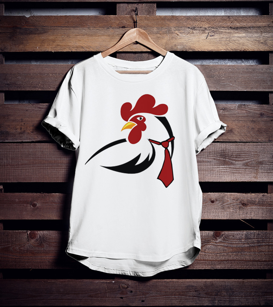 Hen Tie Rooster Necktie Motif T-Shirt