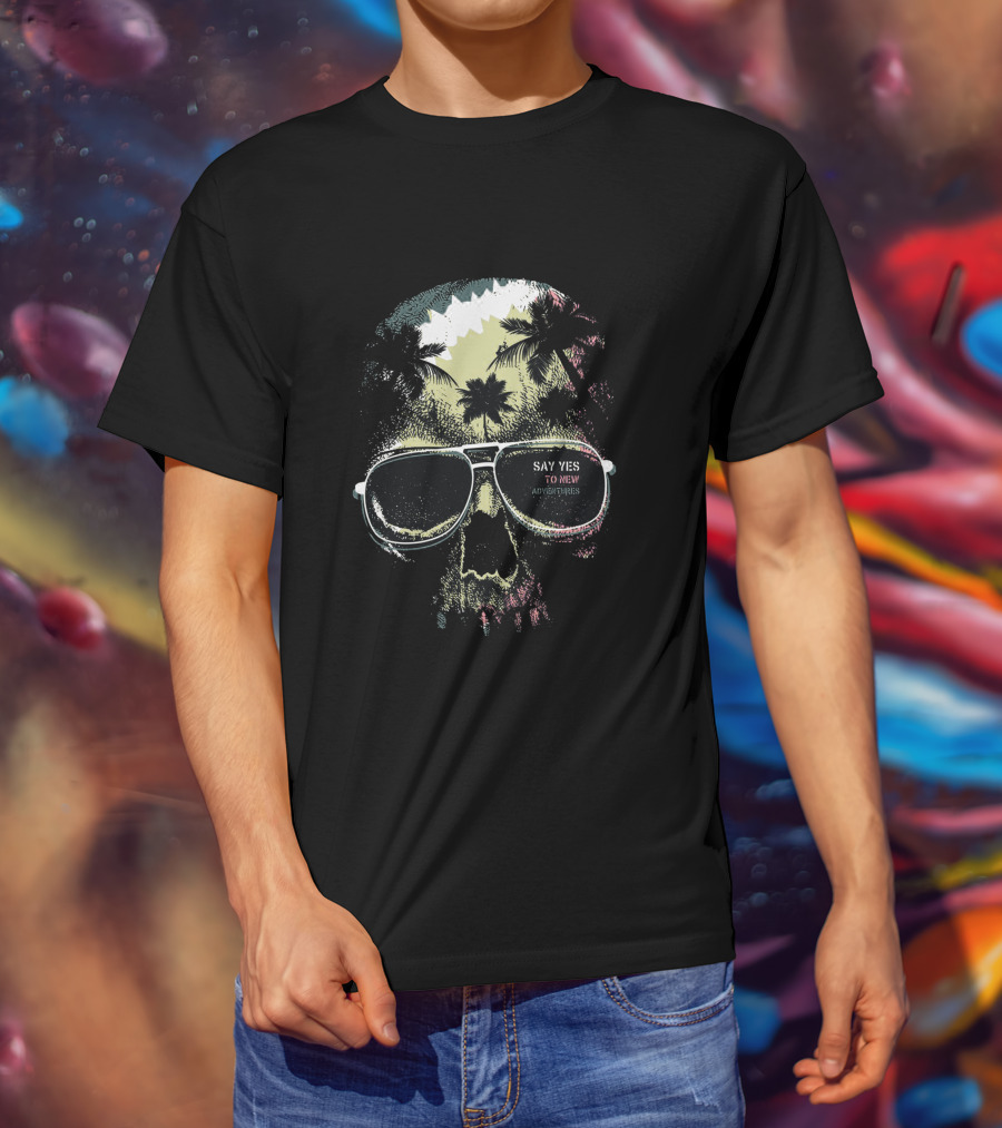 Say Yes To New Adventures Hot Skull Man Natural T-Shirt