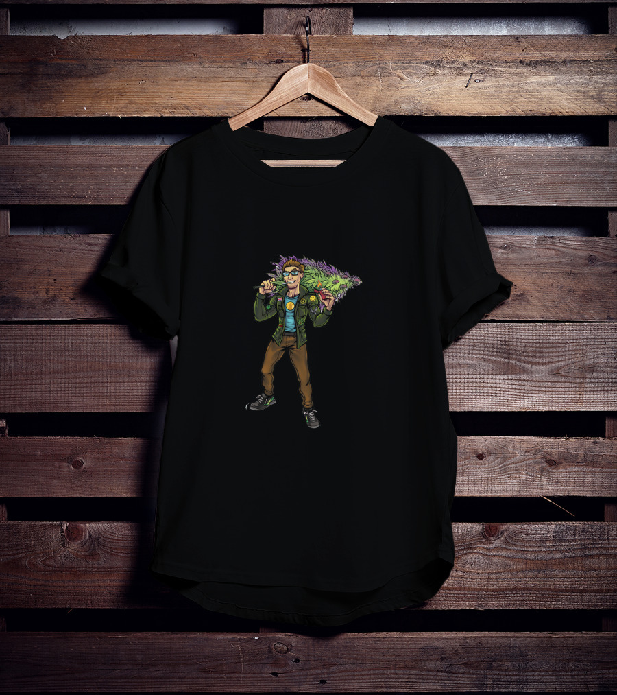 Man With Cana Carrying Green Foliage T-Shirt