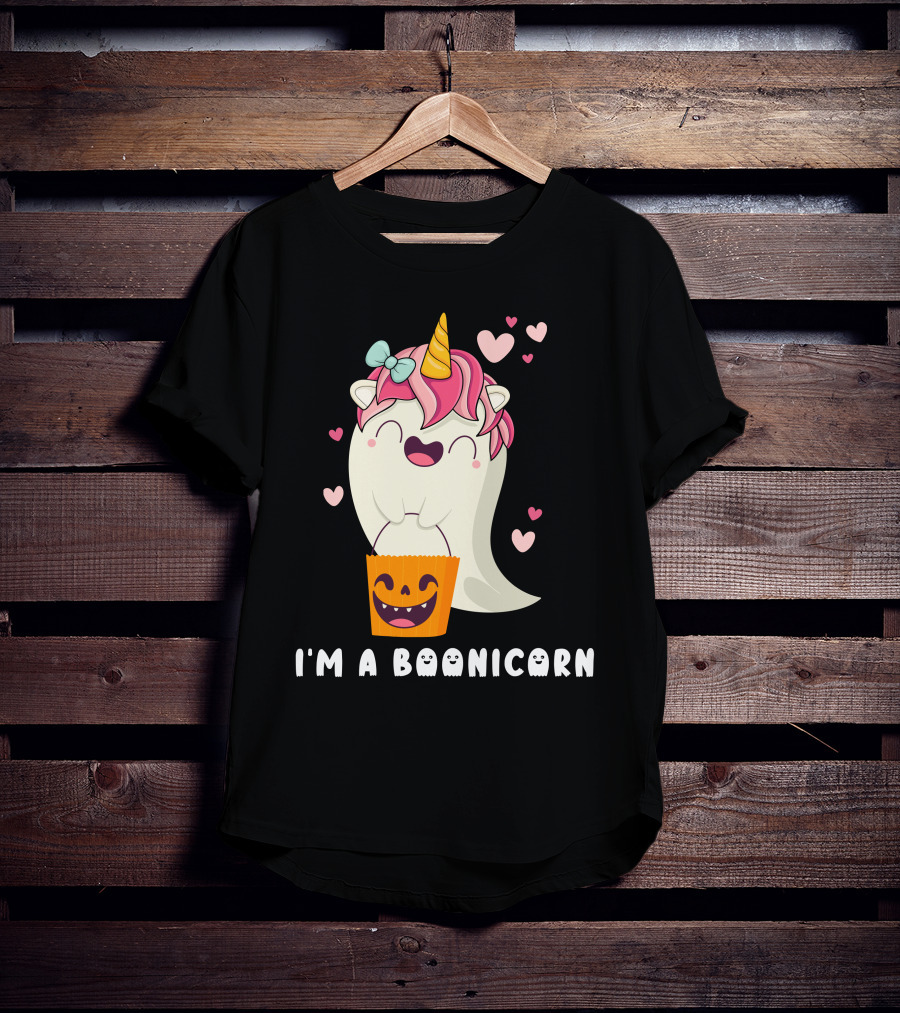 I'm A Boonicorn Cute Boonicorn Ghost Unicorn Halloween Hearts T-Shirt