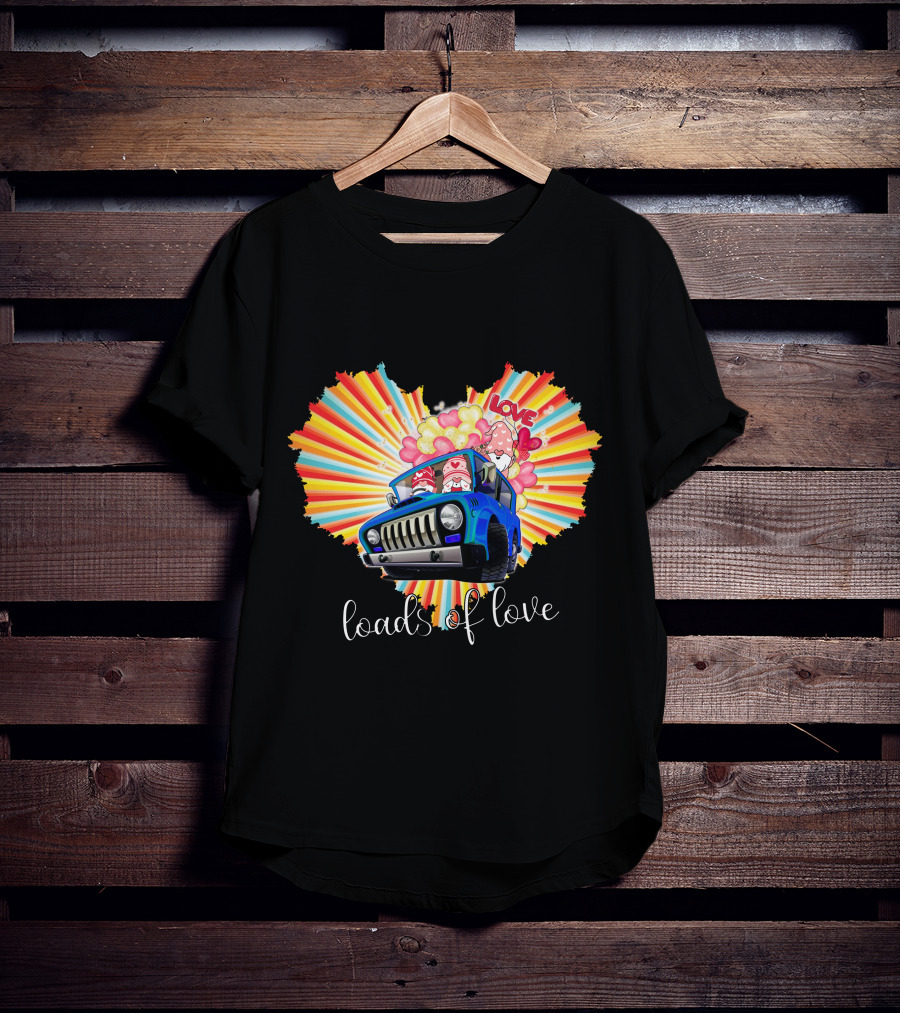 Loads Of Love Heart Explosion With Blue Jeep And Balloons T-Shirt