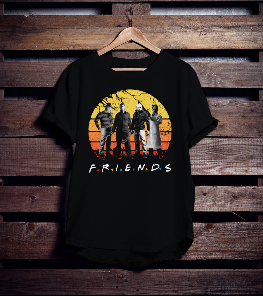 FRIENDS Halloween Horror Characters Sunset T-Shirt