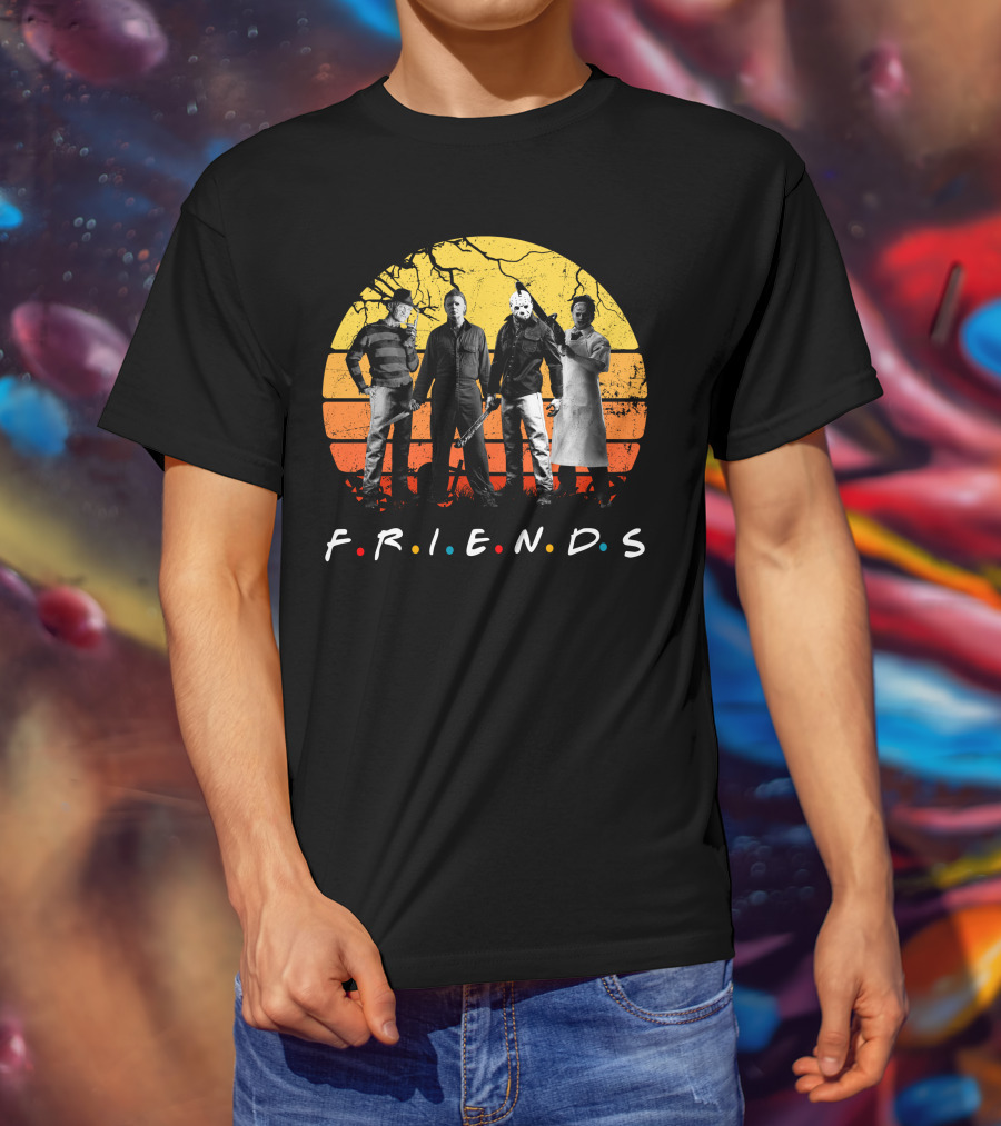 FRIENDS Halloween Horror Characters Sunset T-Shirt