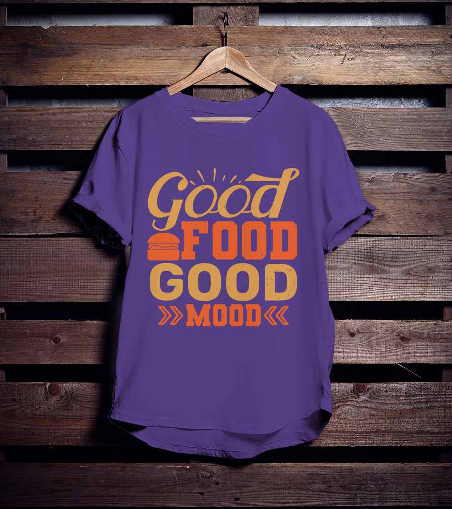 Good Food Good Mood Burger Sunburst Arrows T-Shirt