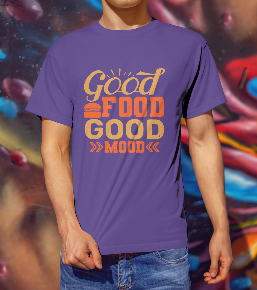 Good Food Good Mood Burger Sunburst Arrows T-Shirt