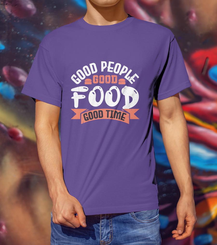 Good People Good Food Good Time Retro Banner T-Shirt