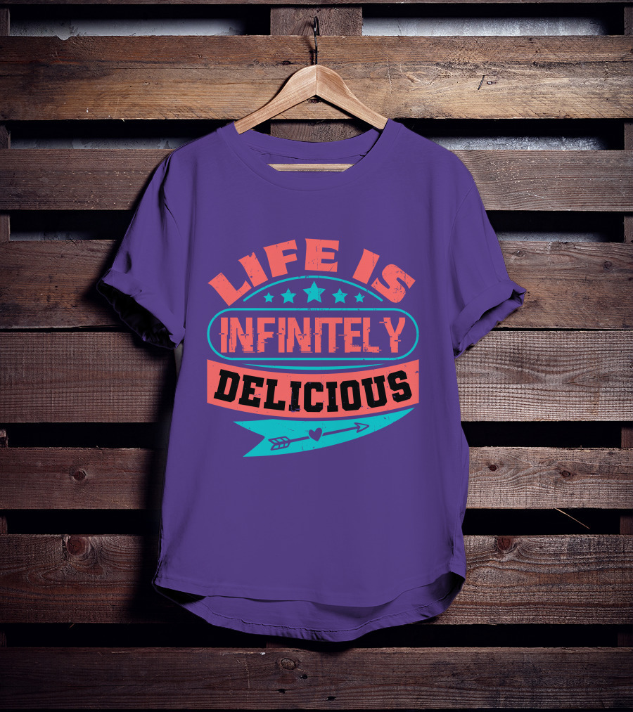 Life Is Infinitely Delicious Stars Arrow Heart T-Shirt