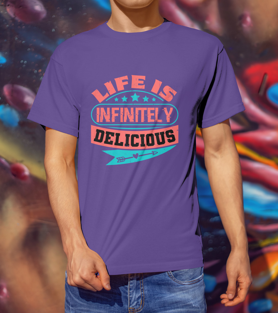Life Is Infinitely Delicious Stars Arrow Heart T-Shirt