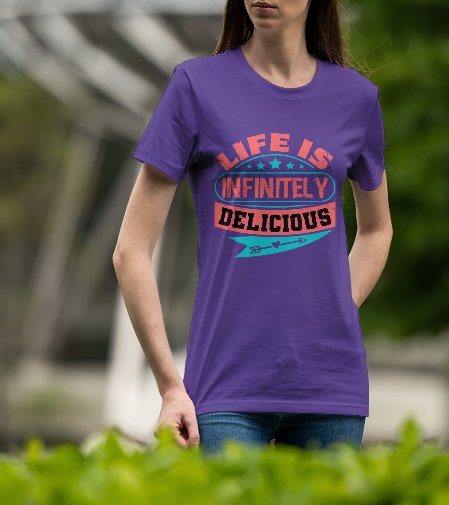 Life Is Infinitely Delicious Stars Arrow Heart T-Shirt
