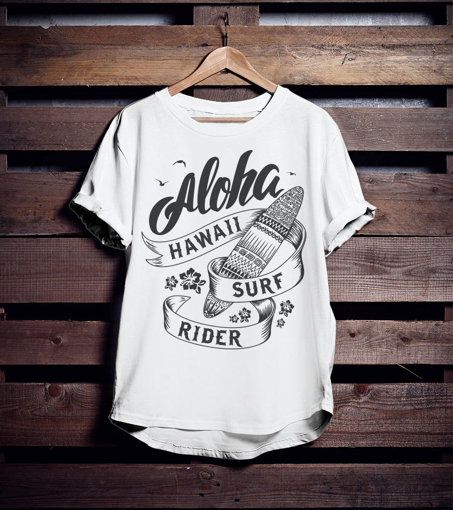 Aloha Hawaii Surf Rider Surfboard Summer Ocean T-Shirt