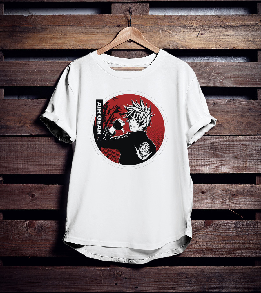 Air Gear Anime Character In Red And Black Circle With Bamboo Background T-Shirt