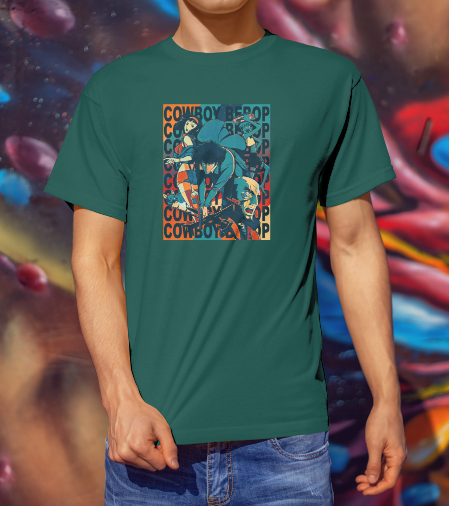 Cowboy Bebop Spike Spiegel Faye Valentine Jet Black Anime Characters T-Shirt