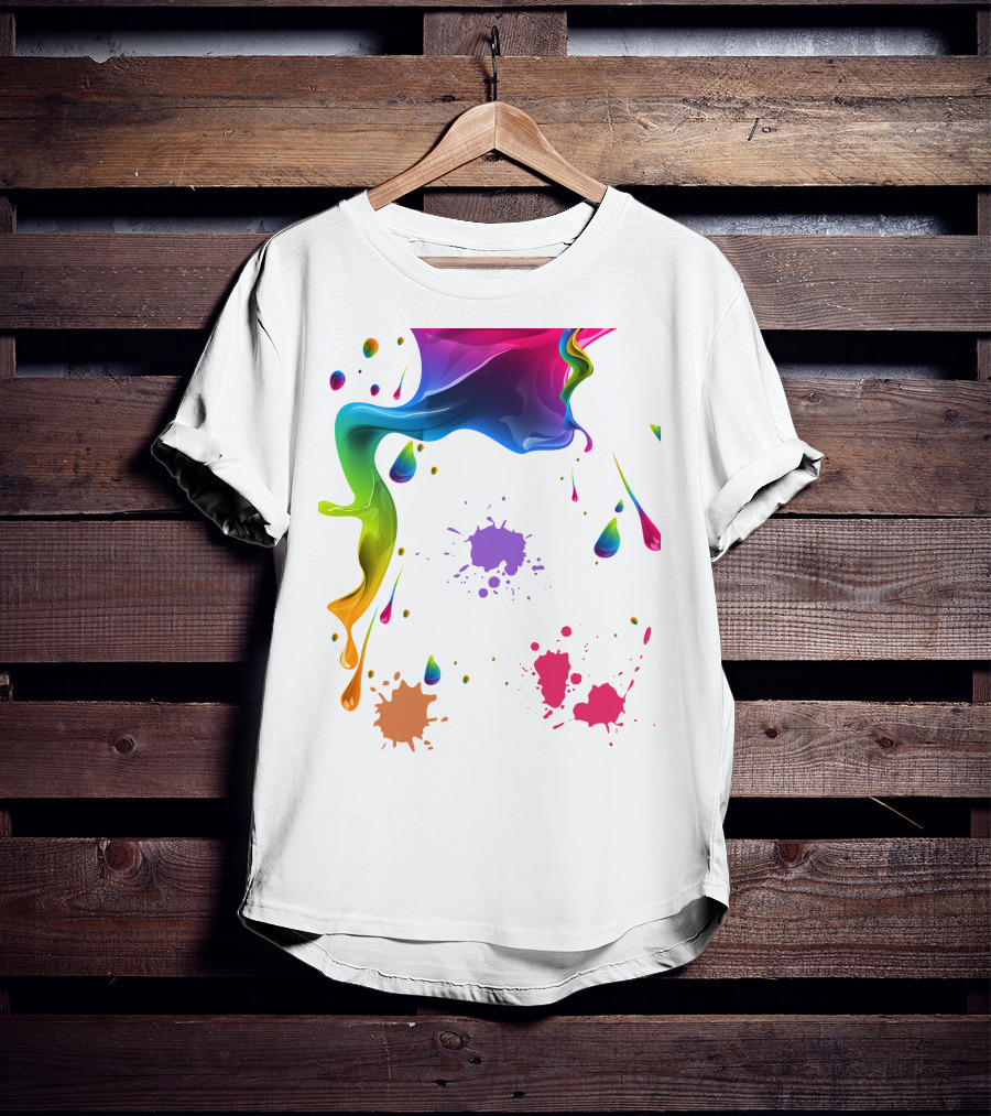 Waterpaint Colorful Splatter Vibrant Drips And Drops T-Shirt
