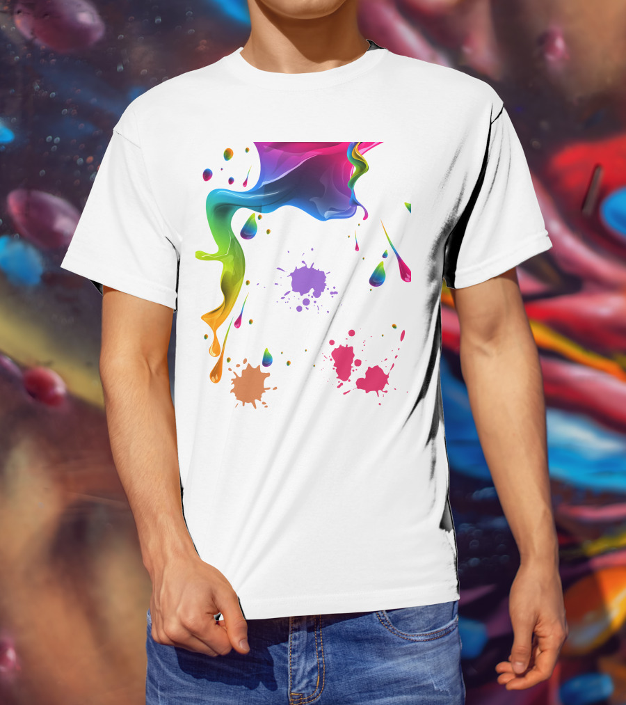 Waterpaint Colorful Splatter Vibrant Drips And Drops T-Shirt