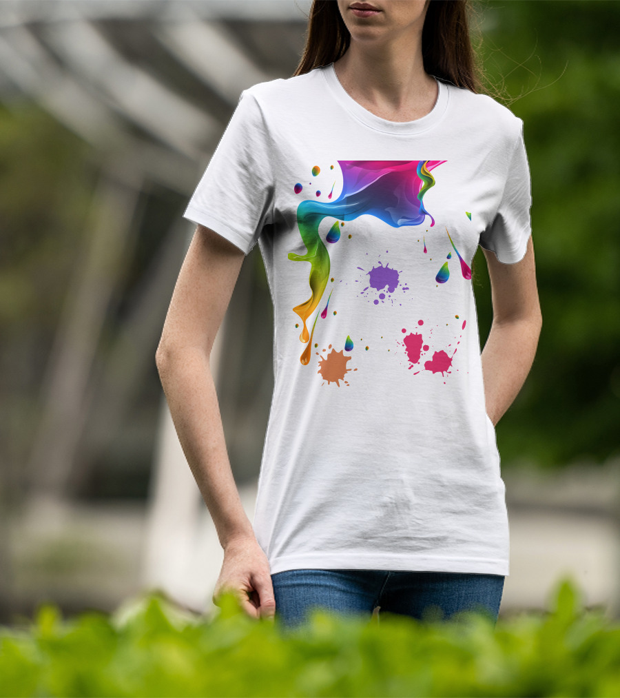 Waterpaint Colorful Splatter Vibrant Drips And Drops T-Shirt