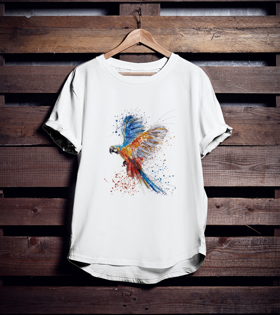 Colorful Splatter Parrot Flight T-Shirt