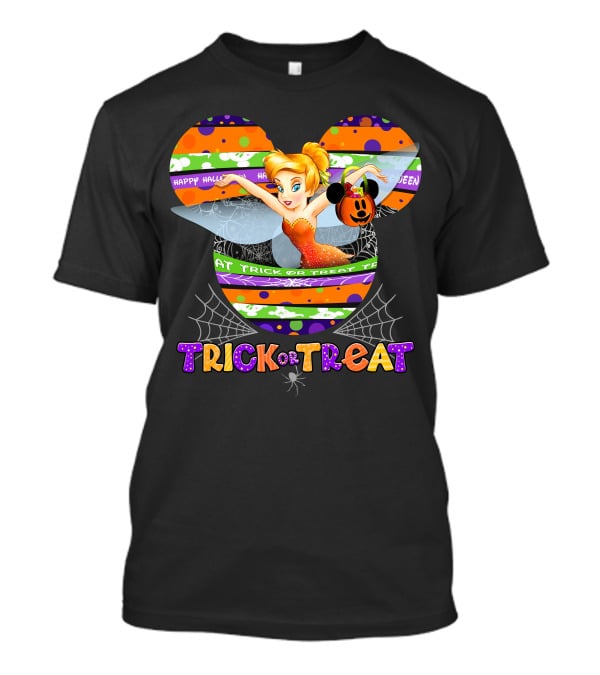 Tinker Bell Halloween Trick Or Treat Mickey Pumpkin Magic T-Shirt
