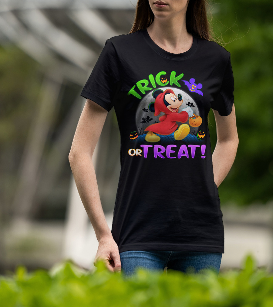 Trick Or Treat Mickey Halloween Bat Pumpkin T-Shirt