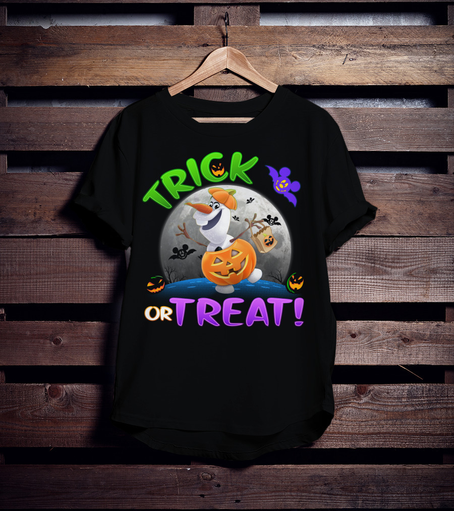 Trick Or Treat Halloween Olaf Pumpkin Moon T-Shirt