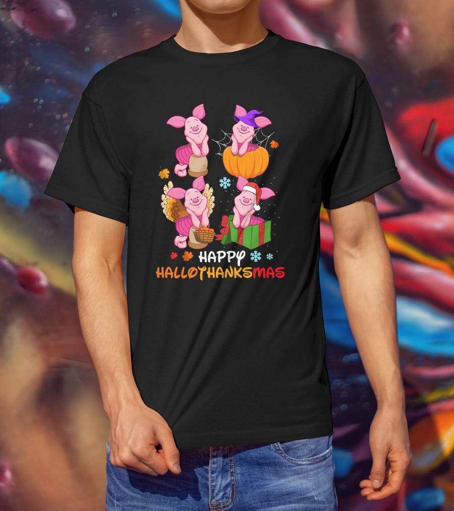 Happy Hallothanksmas Piglet Festive Seasons T-Shirt