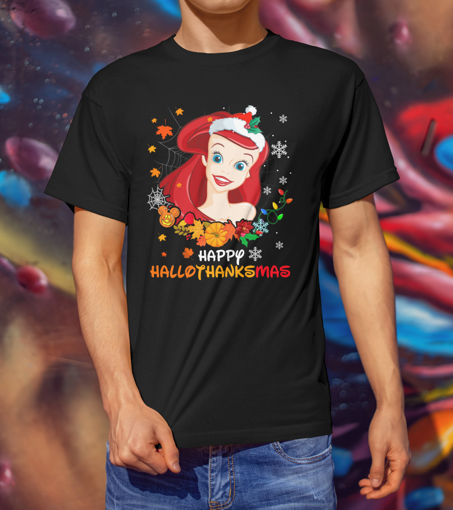 Happy Hallothanksmas Ariel Holiday Mashup T-Shirt