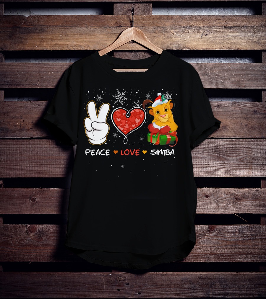 Peace Love Simba Christmas Gift Snowflakes T-Shirt