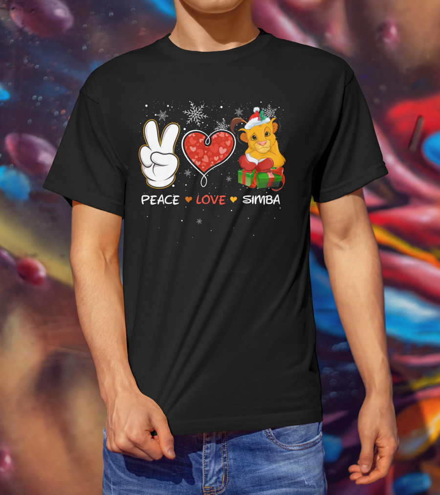 Peace Love Simba Christmas Gift Snowflakes T-Shirt