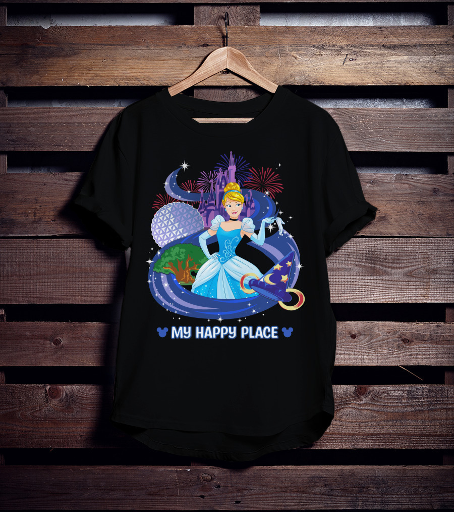 Cinderella My Happy Place Disney Castle Fireworks Epcot Sorcerer Hat T-Shirt