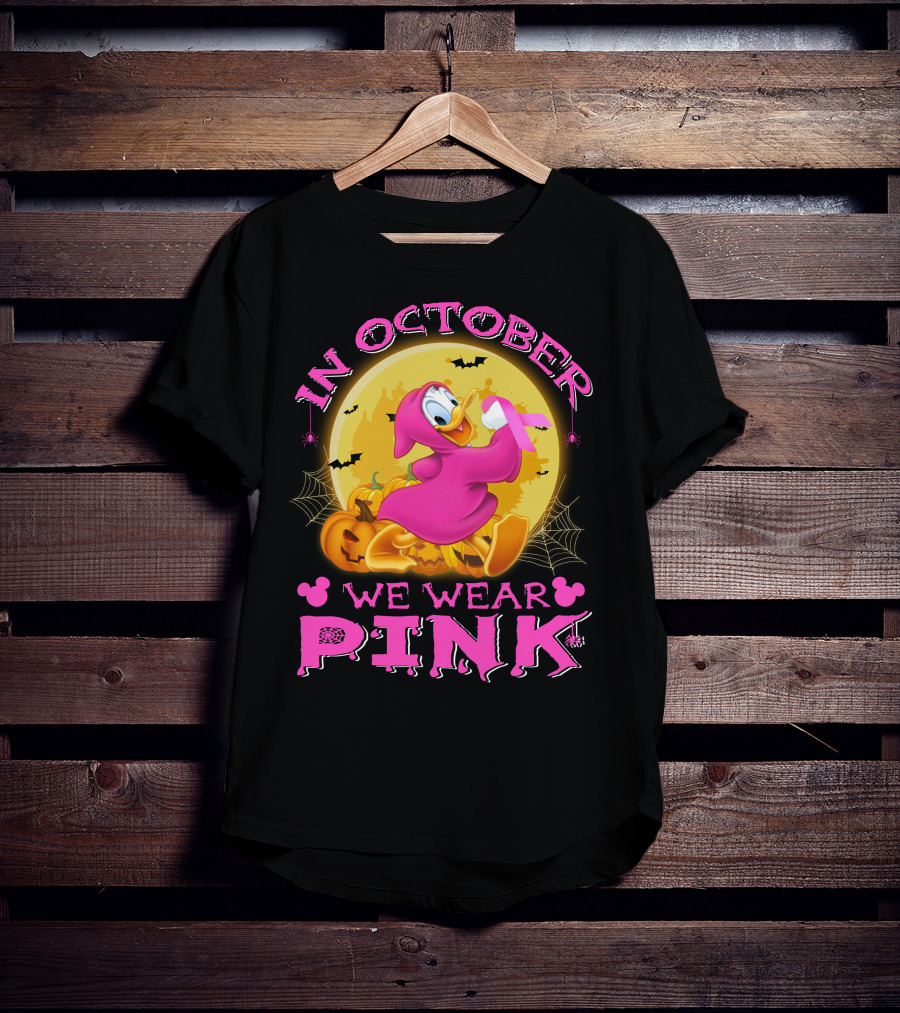 In October We Wear Pink Donald Duck Halloween T-Shirt