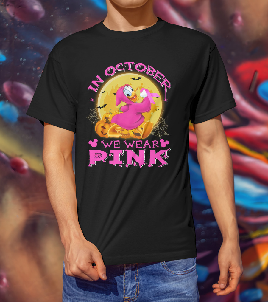 In October We Wear Pink Donald Duck Halloween T-Shirt