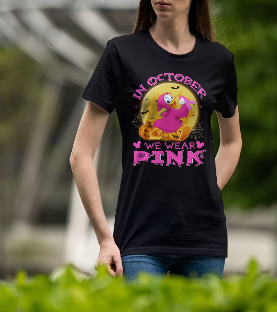 In October We Wear Pink Donald Duck Halloween T-Shirt