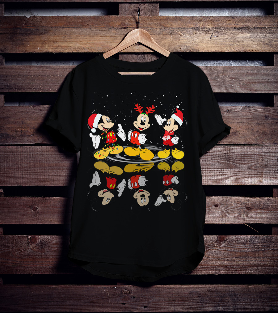 Mickey Mouse Christmas Santa Outfit Reflections T-Shirt