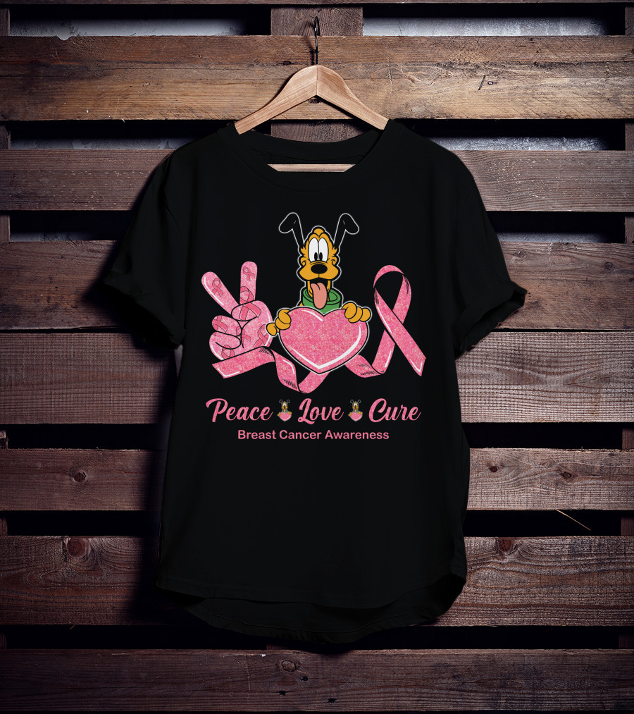 Peace Love Cure Breast Cancer Awareness T-Shirt
