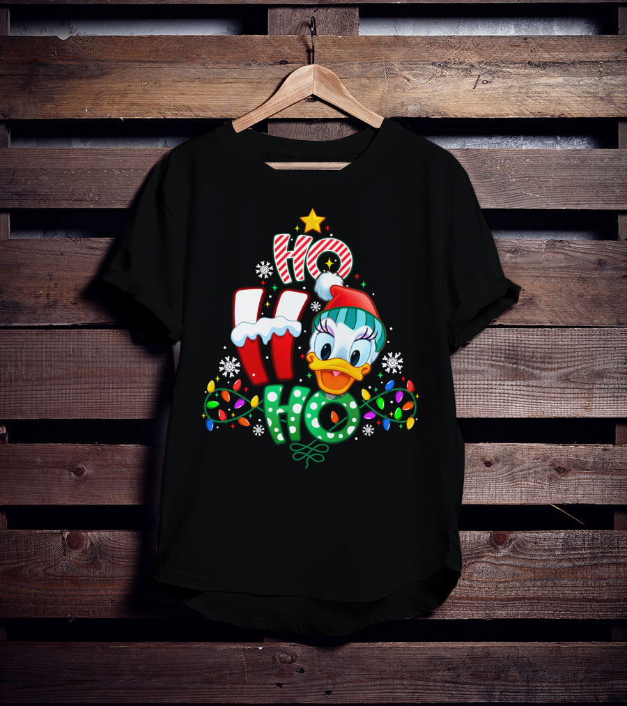 Ho Ho Ho Daisy Duck Christmas Lights And Snowflakes T-Shirt