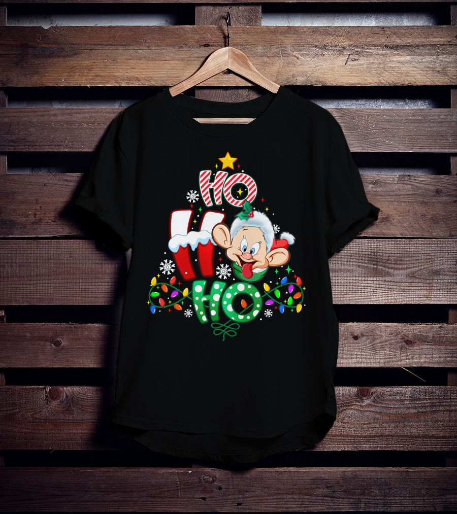 Dopey Ho Ho Ho Christmas Lights Snowflakes Holiday Cheer T-Shirt