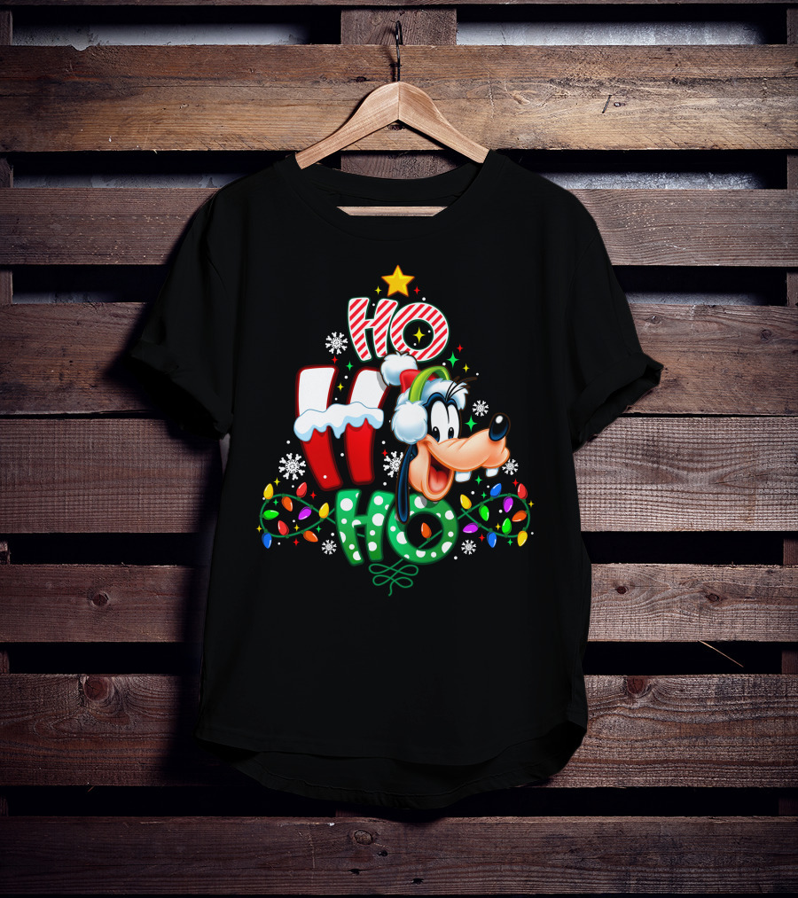 Goofy Ho Ho Ho Christmas Lights Holiday T-Shirt