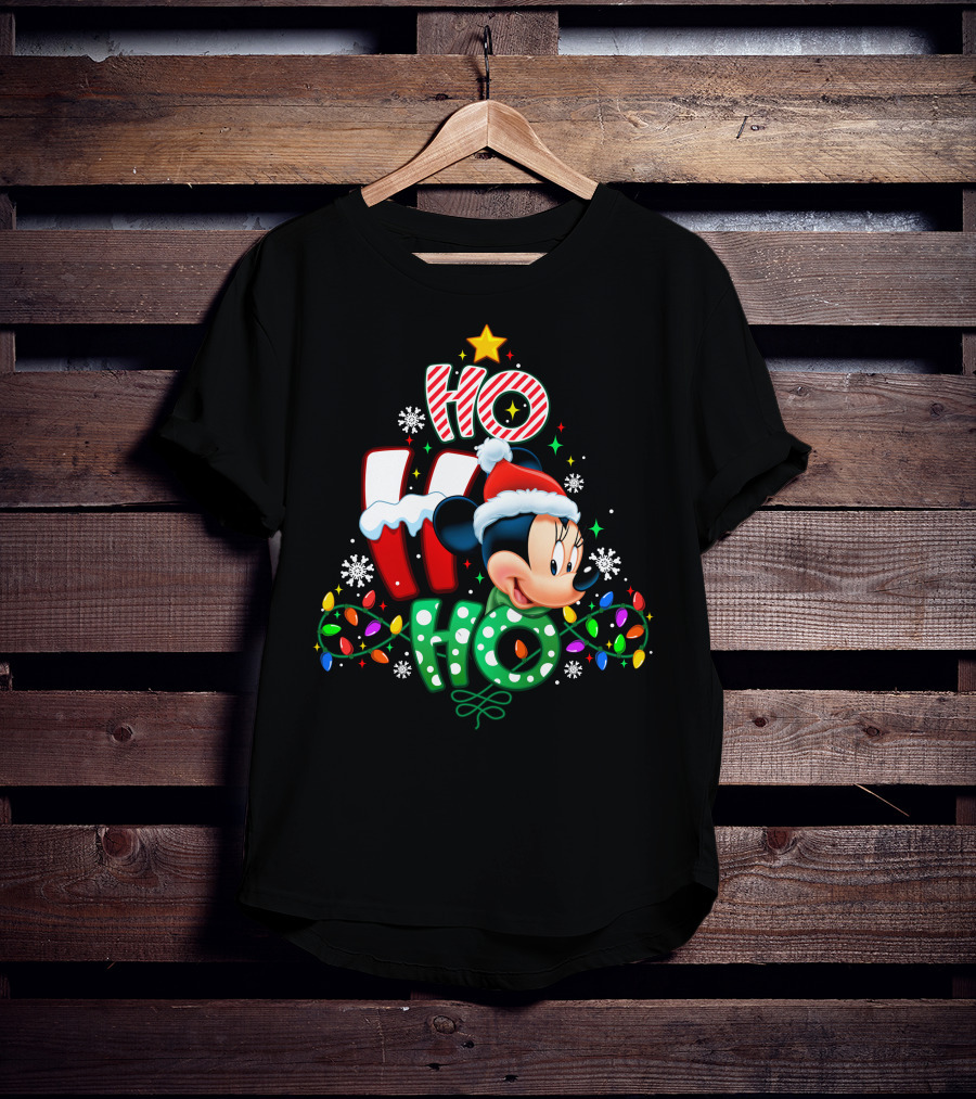 Minnie Mouse Christmas Ho Ho Ho Festive Holiday Lights T-Shirt
