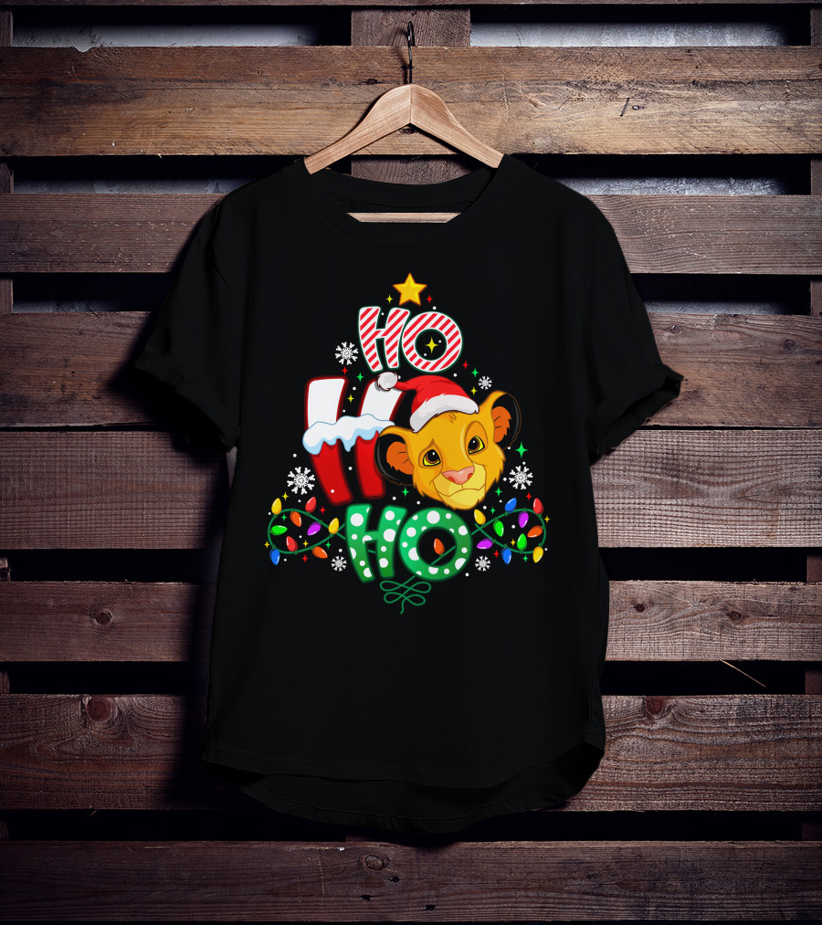 Ho Ho Ho Simba Christmas Lights Santa Hat T-Shirt